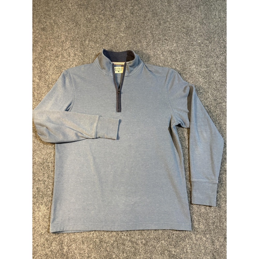 The Normal Brand Sweater Mens Medium Blue 1/4 Zip Mock Neck Knit Pullover Casual